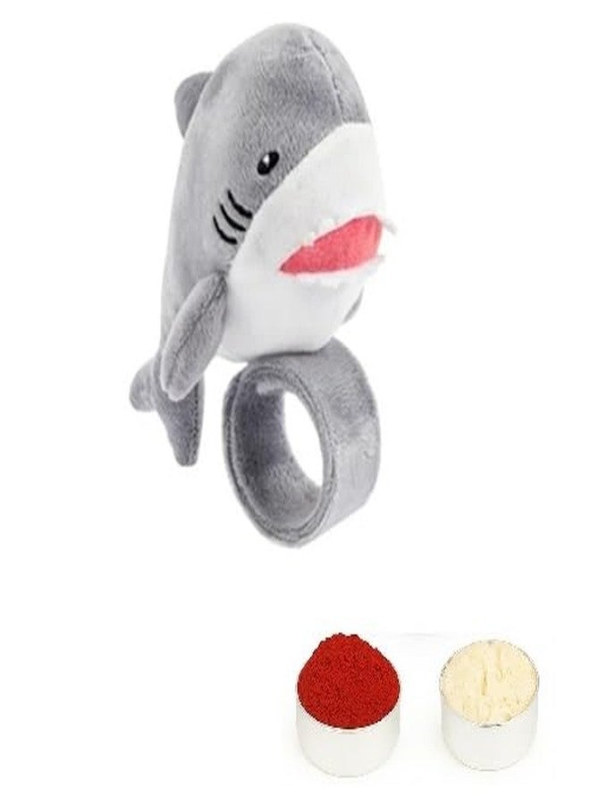 El Regalo Kids Rakhi - Cute Animal Plush Slap Band Rakhi for Boys & Girls | Panda, Shark, Dinosaur & More with Roli Chawal & Rakshabandhan Card | Fun Cartoon Soft Slap Bands for Children (Shark) - Image 1